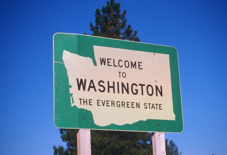 Welcome to Washington State road sign
