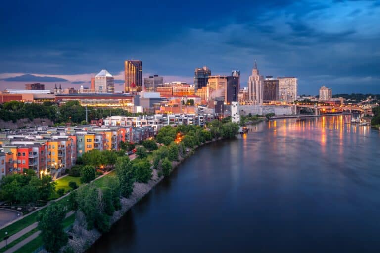 An aerial view of the city of Saint Paul in Minnesota